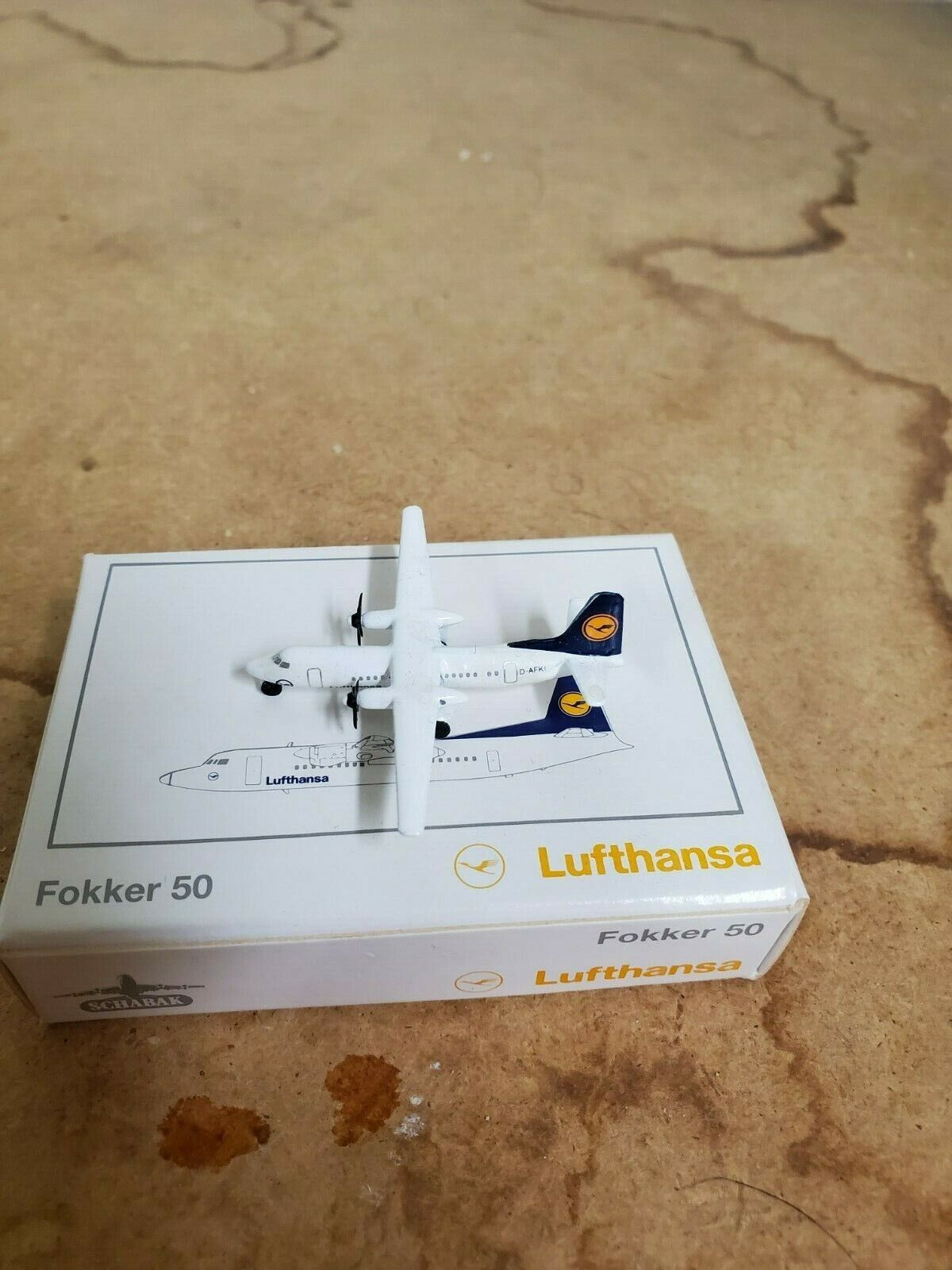 Lufthansa Fokker 50 Schabak 1:600 Model in good condition w Box