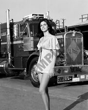 Pinup Girl Model with 1970's Kenworth Semi Truck Big Rig Ol Blue 8
