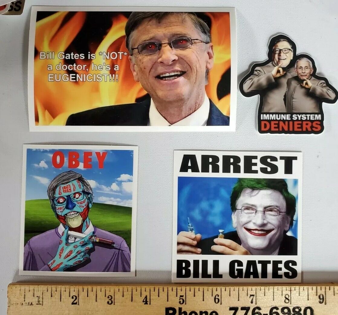 Bill Gates Stickers LOT 4 pack OBEY ANTI Vaccine 💉 THEY LIVE MOVIE 🎥 PARODY 