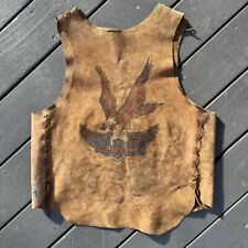 Harley Davidson Hand Painted True Vintage Leather Vest 60s/70s/80s picture