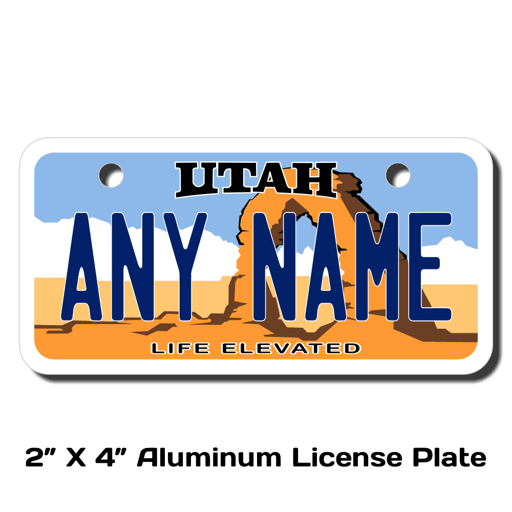 Personalized Utah License Plate for Bicycles, Kid's Bikes & Cars & Trucks Ver 2