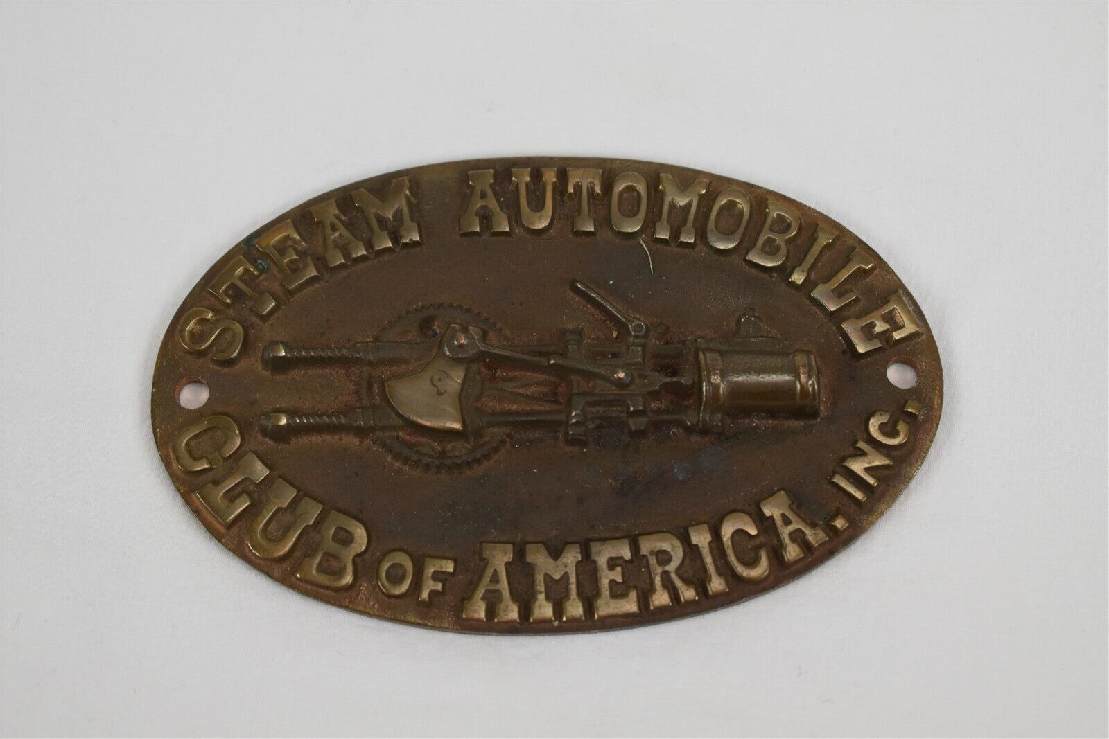 Vintage Brass Bronze Steam Automobile Club of America Inc Badge Emblem Plaque