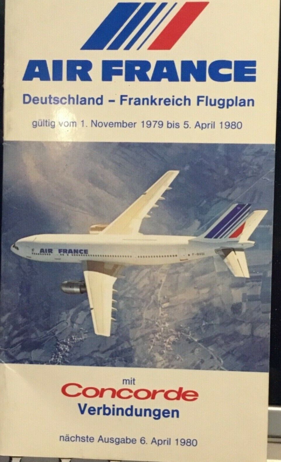 Air France Airlines - Concorde Germany Timetable - 6 April,1980