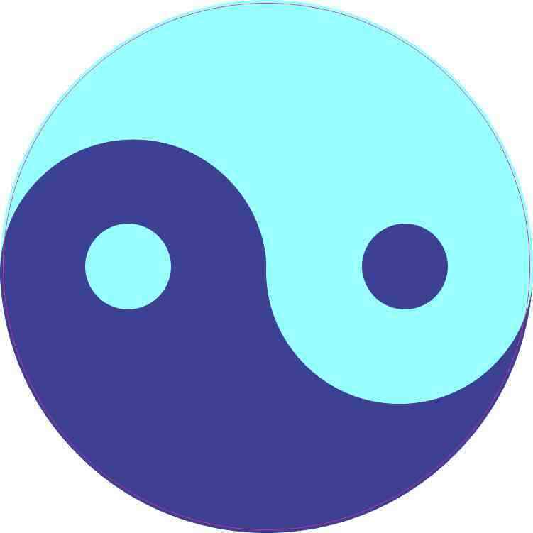 5x5 Light Blue and Dark Blue Yin Yang Sticker Window Bumper Cup Tumbler Symbol