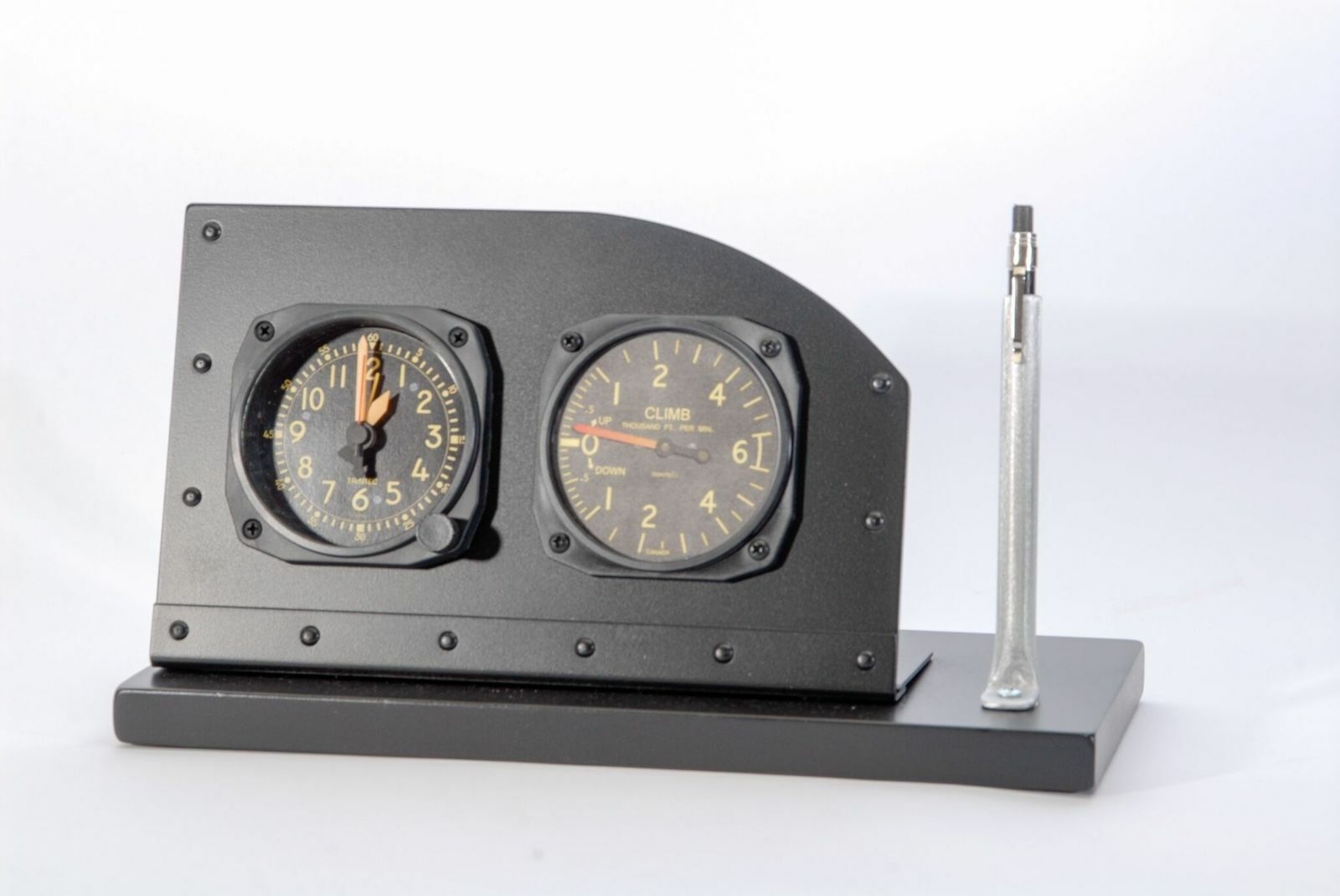 Cockpit Style Alarm Clock Desk Display with Pen/Pencil Holder, Aviation  PI-0110