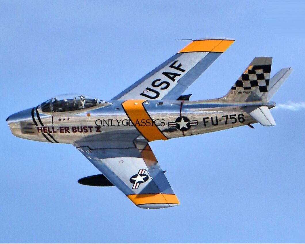 USAF North American F-86 Sabre Jet Fighter Aircraft 8x10 Color Photo Aviation