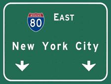 INTERSTATE 80 EAST NEW YORK CITY NYC HEAVY DUTY USA MADE METAL ADVERTISING SIGN picture