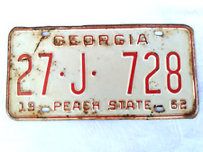 1962 Georgia License Plate 27-J-728 picture