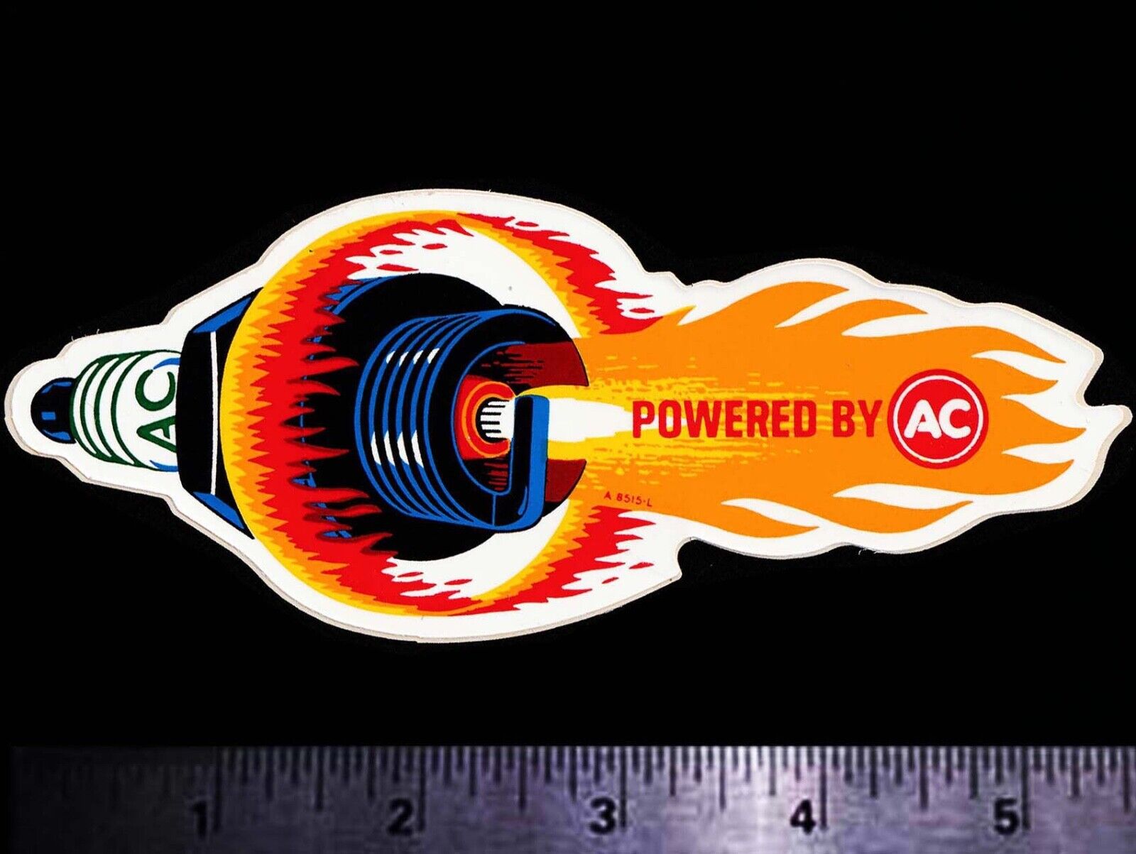 Powered By AC Spark Plugs - Original Vintage 60\'s 70s Racing Decal/Sticker Chevy