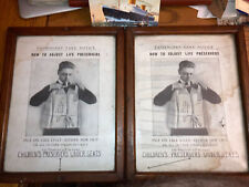 Lot 2 Vintage Cruise Ship Life Jacket Instruction Posters Framed Europa Atlantic picture