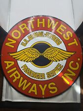 VINTAGE🇺🇸12” PORCELAIN NORTHWEST  AIRWAYS INC. AIRLINES SIGN/FLYING/LQQK picture