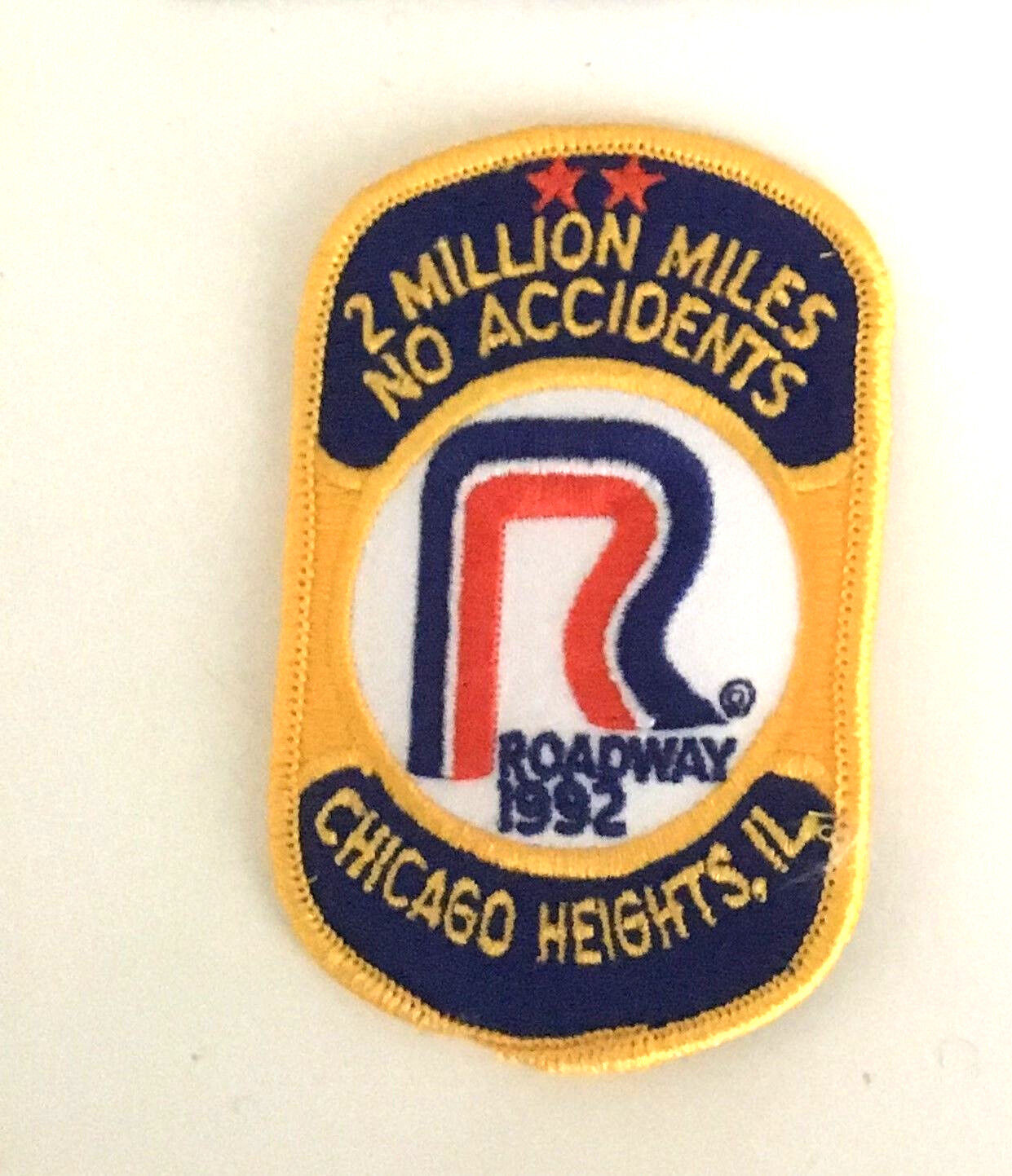 Roadway Express 1992 driver patch 2 mil mile Chicago Heights IL 4X2-3/4 #444
