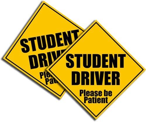 Student Driver Sticker Yellow Safety Decal School Teen Driver 5.5in 2Pack