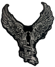 LOADED AND READY 2 PISTOLS WITH WINGS LARGE BACK PATCH IRON ON 10 INCH picture