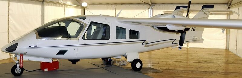 Skycar OMA SUD Twin-Engined Airplane Wood Model Replica Large 