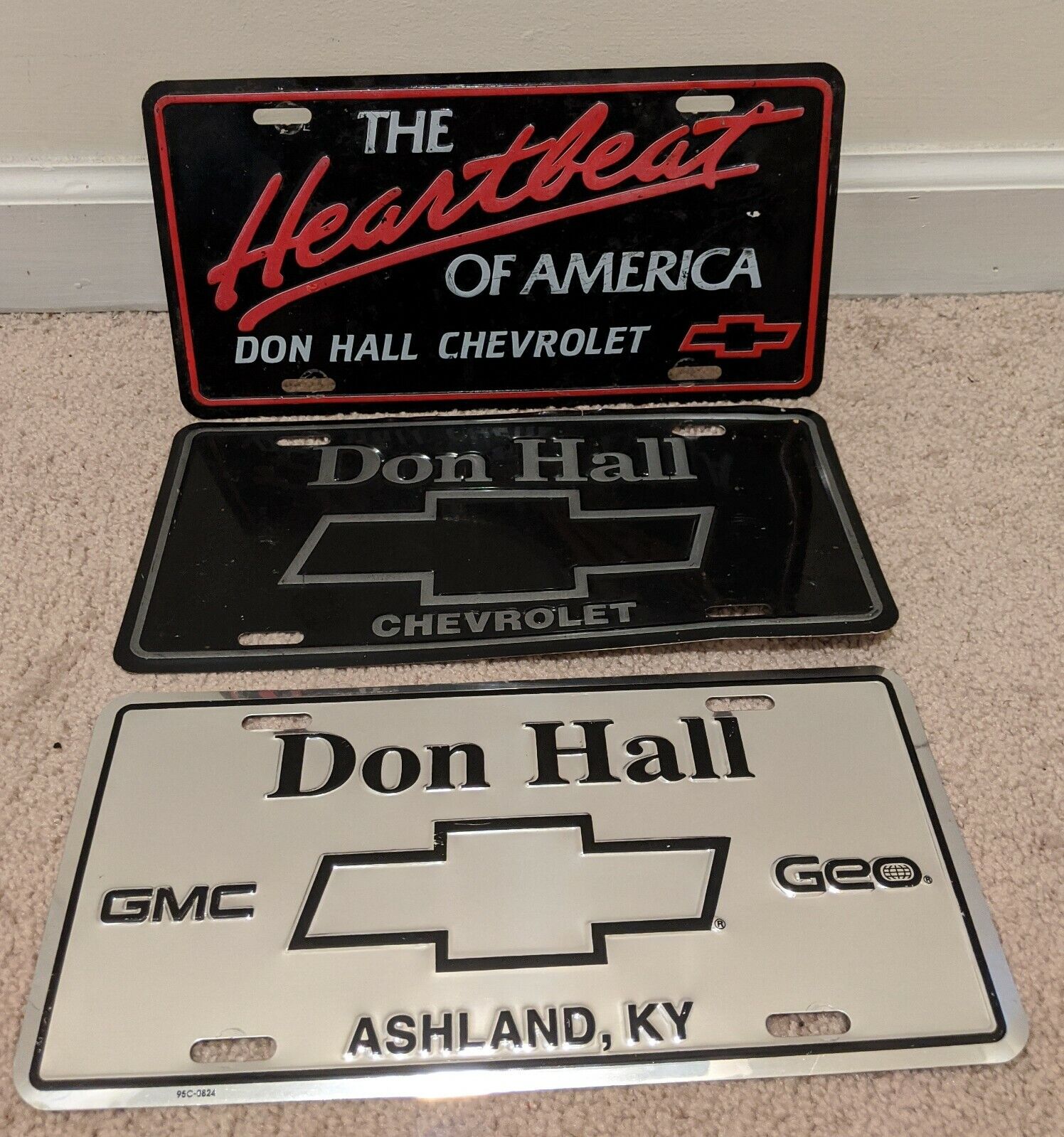 Set of 3 Don Hall Ashland Ky License Plates CHEVROLET CHEVY GEO GMC advertising