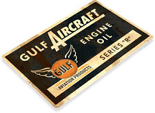 Gulf Aviation Oil Aircraft Runway Travel Pilot Airport Metal Sign 8 x 11 Inches picture