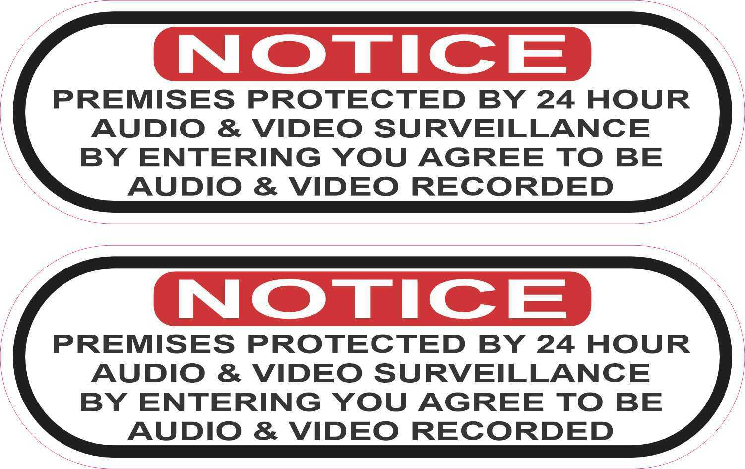 5in x 1.5in Protected by Audio and Video Surveillance Vinyl Stickers Sign Decals