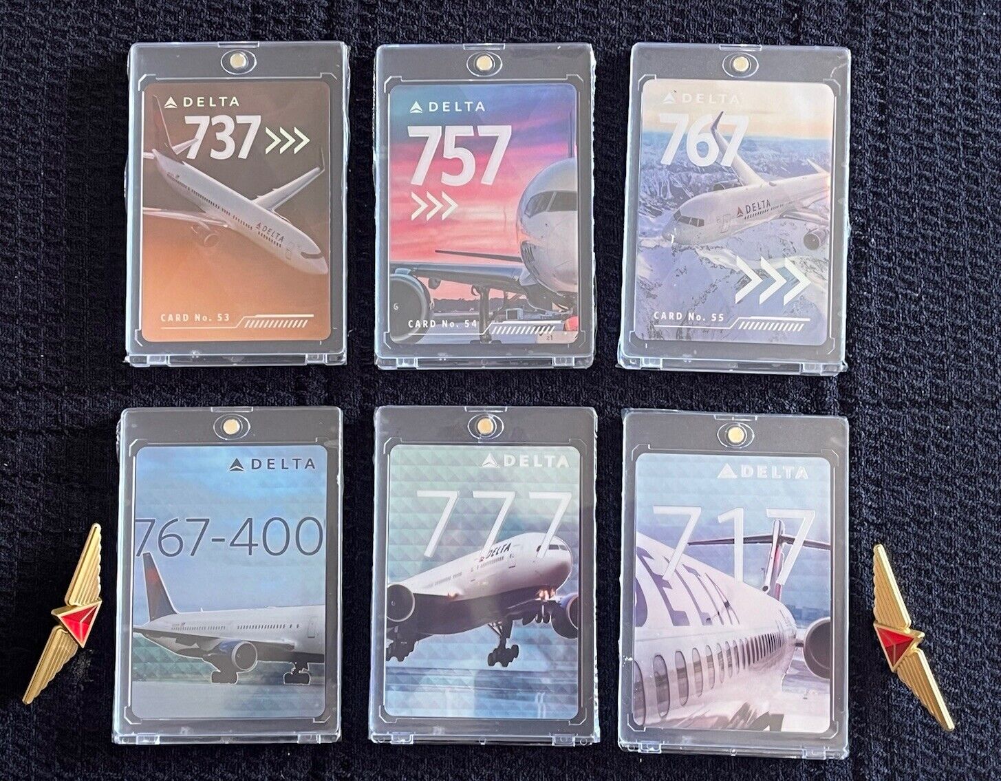 Delta Airlines Trading Pilot Cards Set Of 6 Plus 2 Sets Of Wings