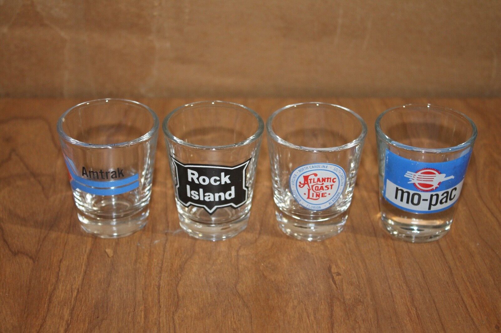 Set of 4 Railroad themed shot glasses