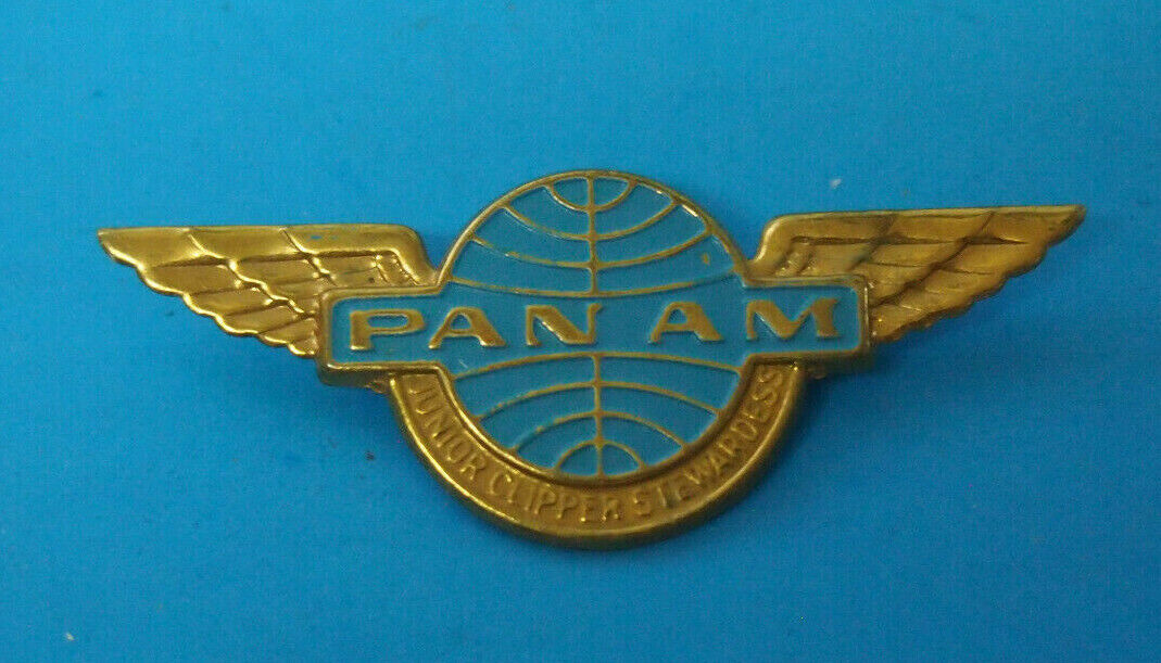 vintage PAN AM Junior Clipper Stewardess Wings Pan American Airlines Lapel Pin