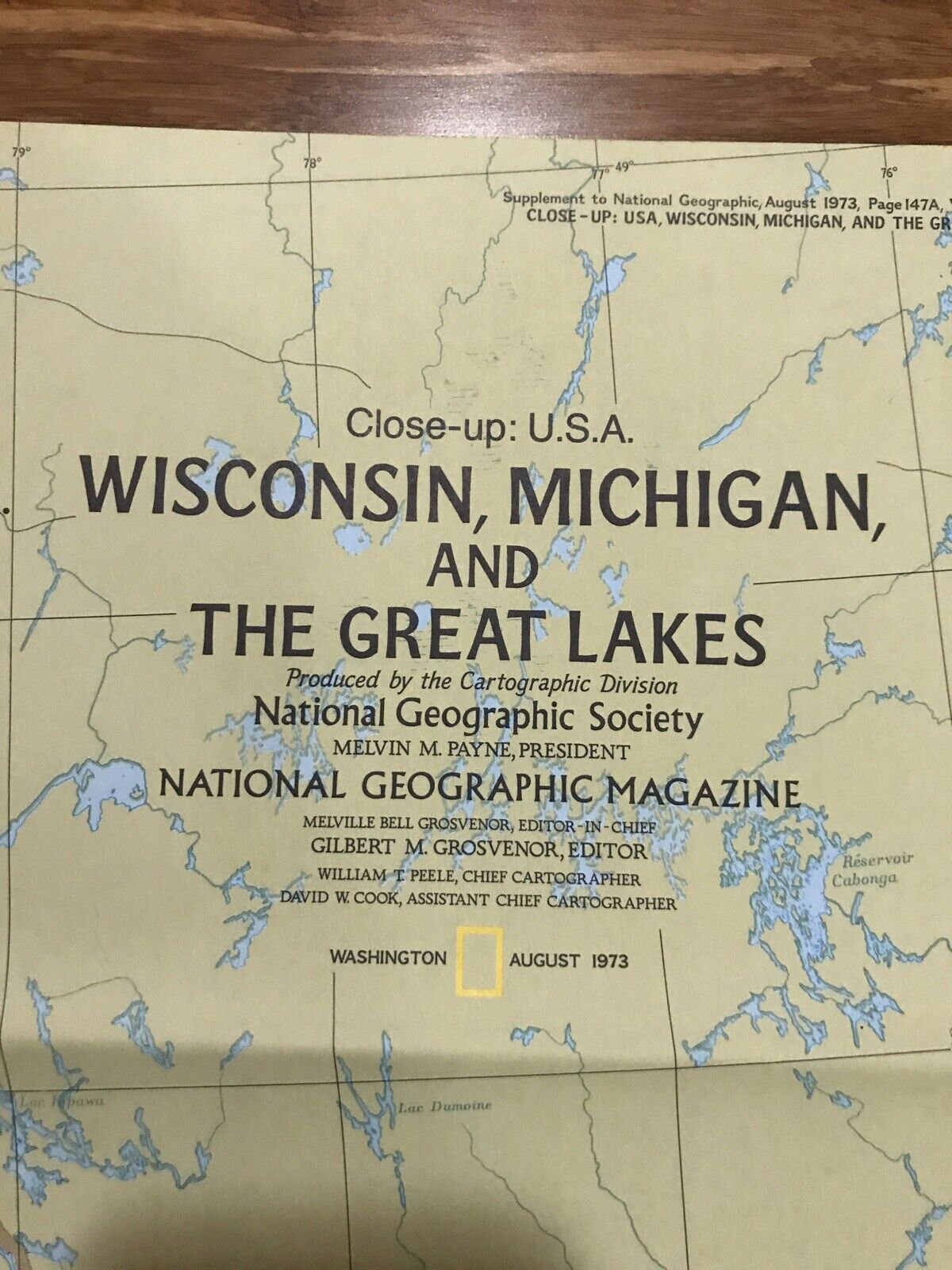 1973 (Aug) Wisc, Mich, and Great Lakes; National Geographic; Excellent Condition