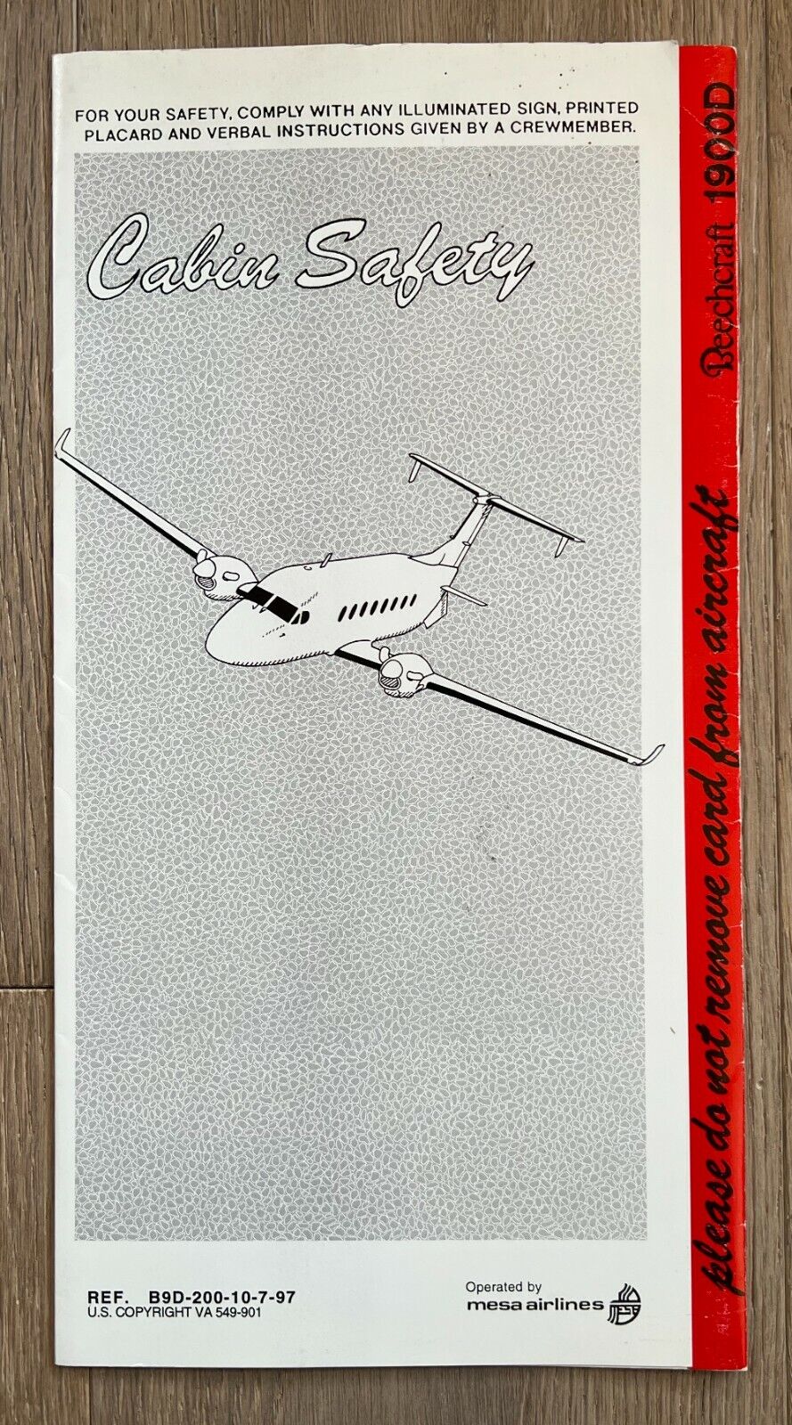 MESA AIRLINES BEECHCRAFT 1900D SAFETY CARD 1997