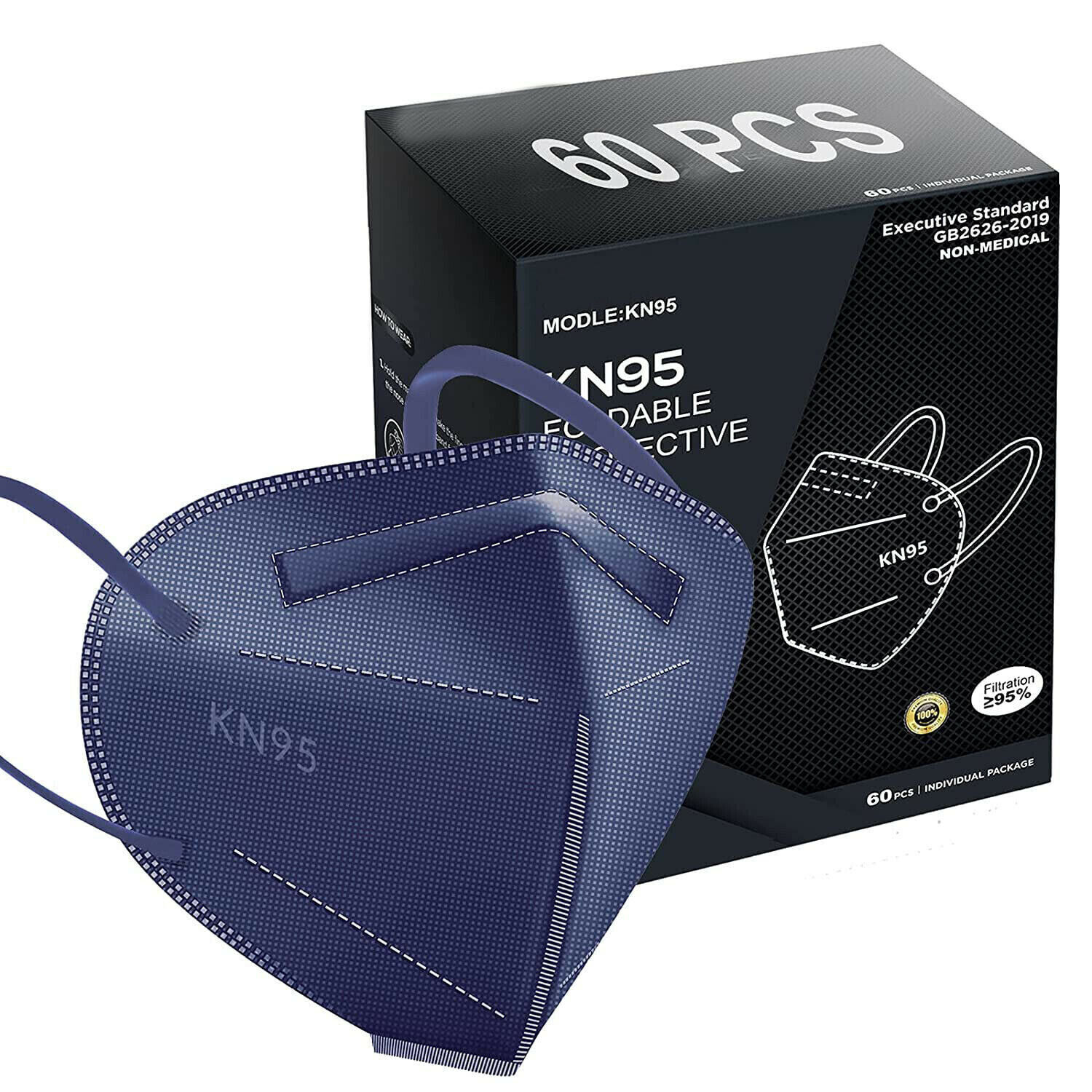 10/30/50/100 Pcs Blue KN95 Protective 5 Layer Face Mask Disposable Respirator