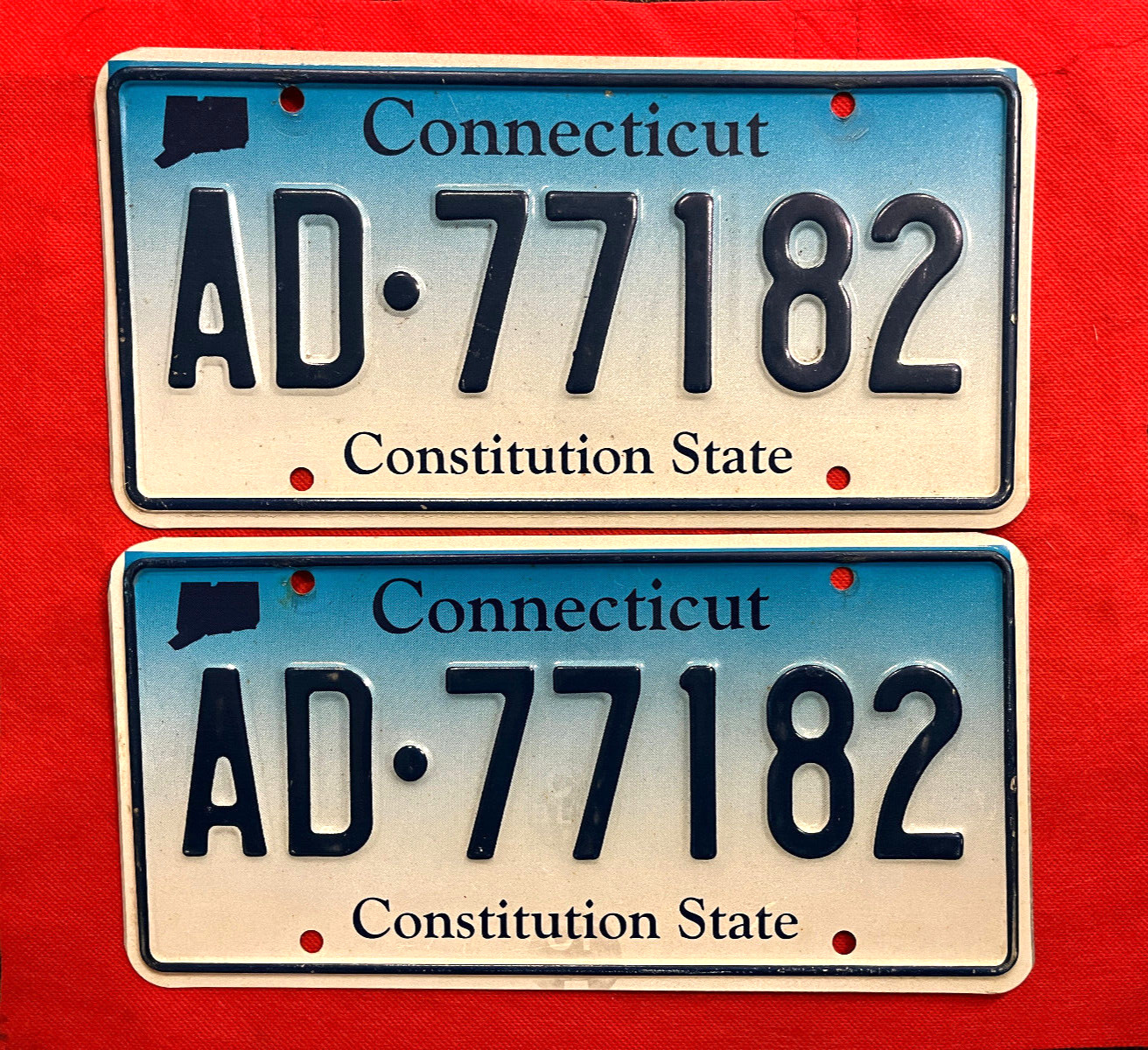 Connecticut  License Plate Pair AD 77182  Expired / Crafts / Collect / Specialty