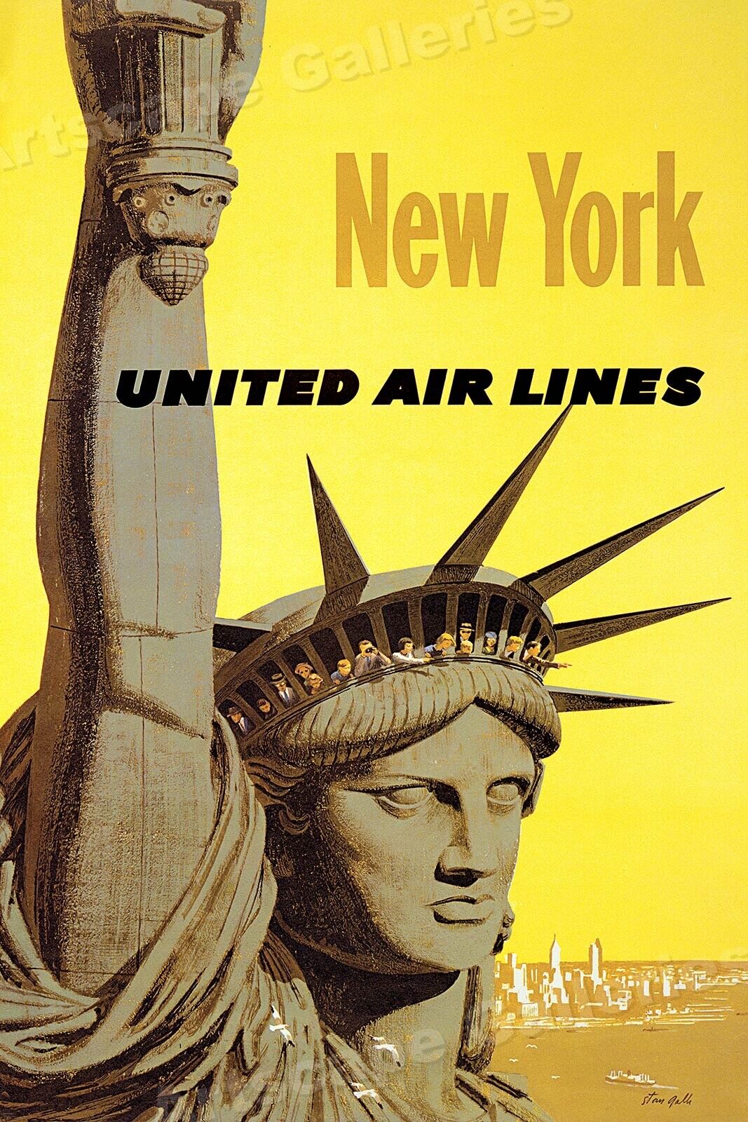 1960s Visit New York City Vintage Style Airline Travel Poster - 16x24