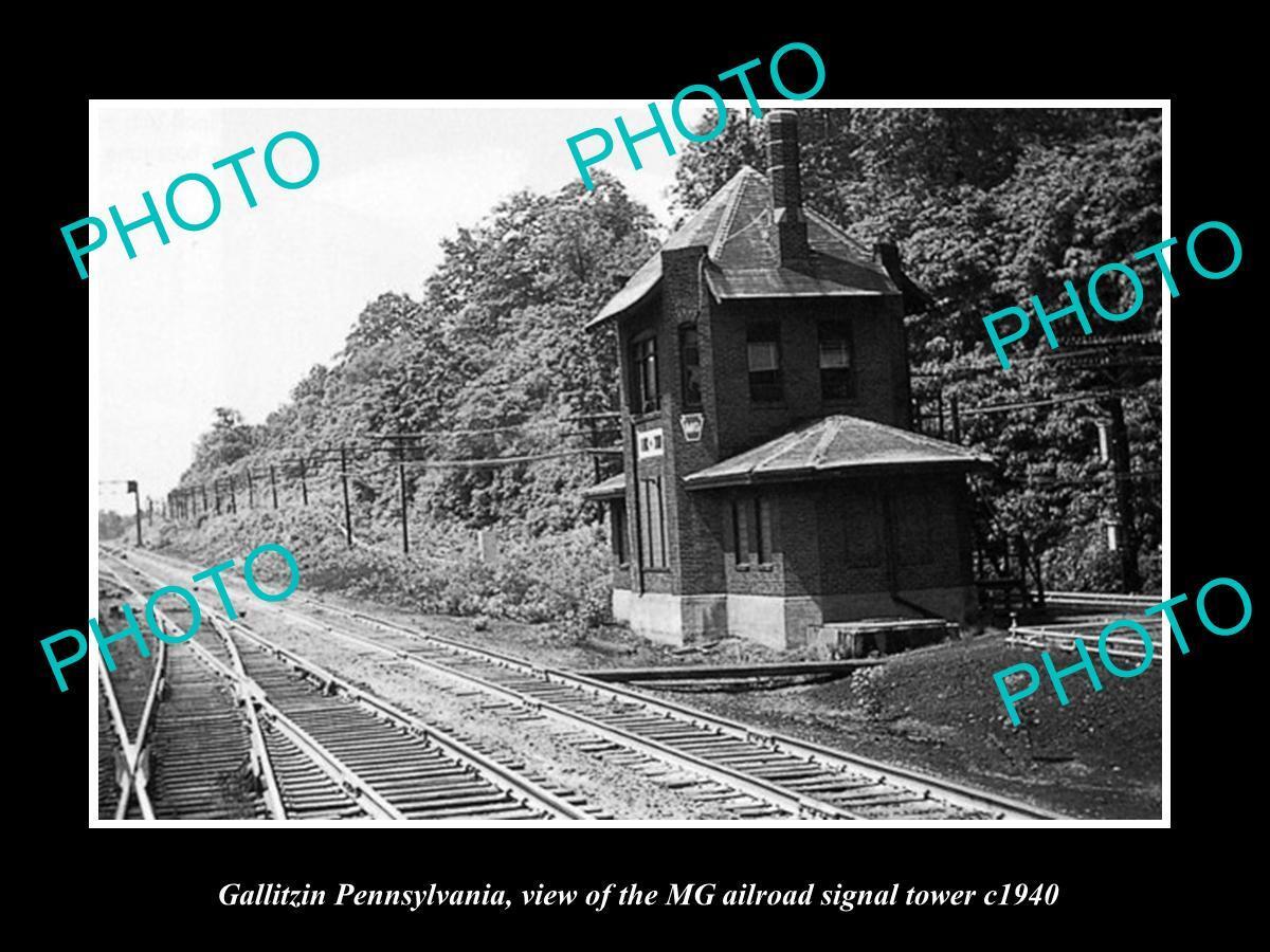 OLD LARGE HISTORIC PHOTO OF GALLITZIN PENNSYLVANIA THE MG RAILROAD TOWER c1940