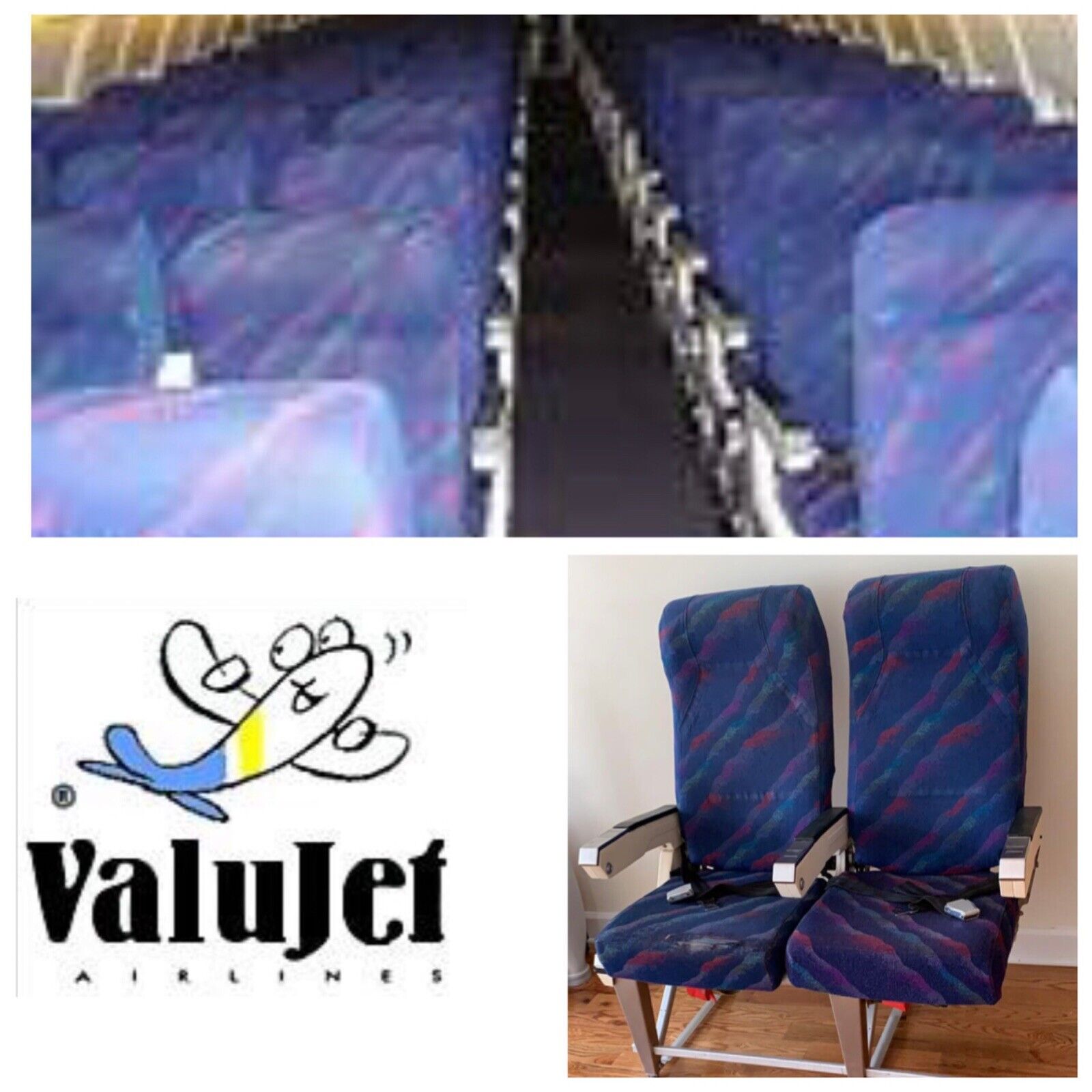 Airline Passenger Seats (DC9-30 N917VV) ValueJet Vintage. Read Item Description.