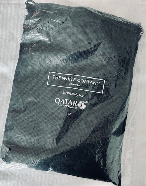 Qatar Airways The White Company Cotton Pajamas & Slippers Set M Business Amenity