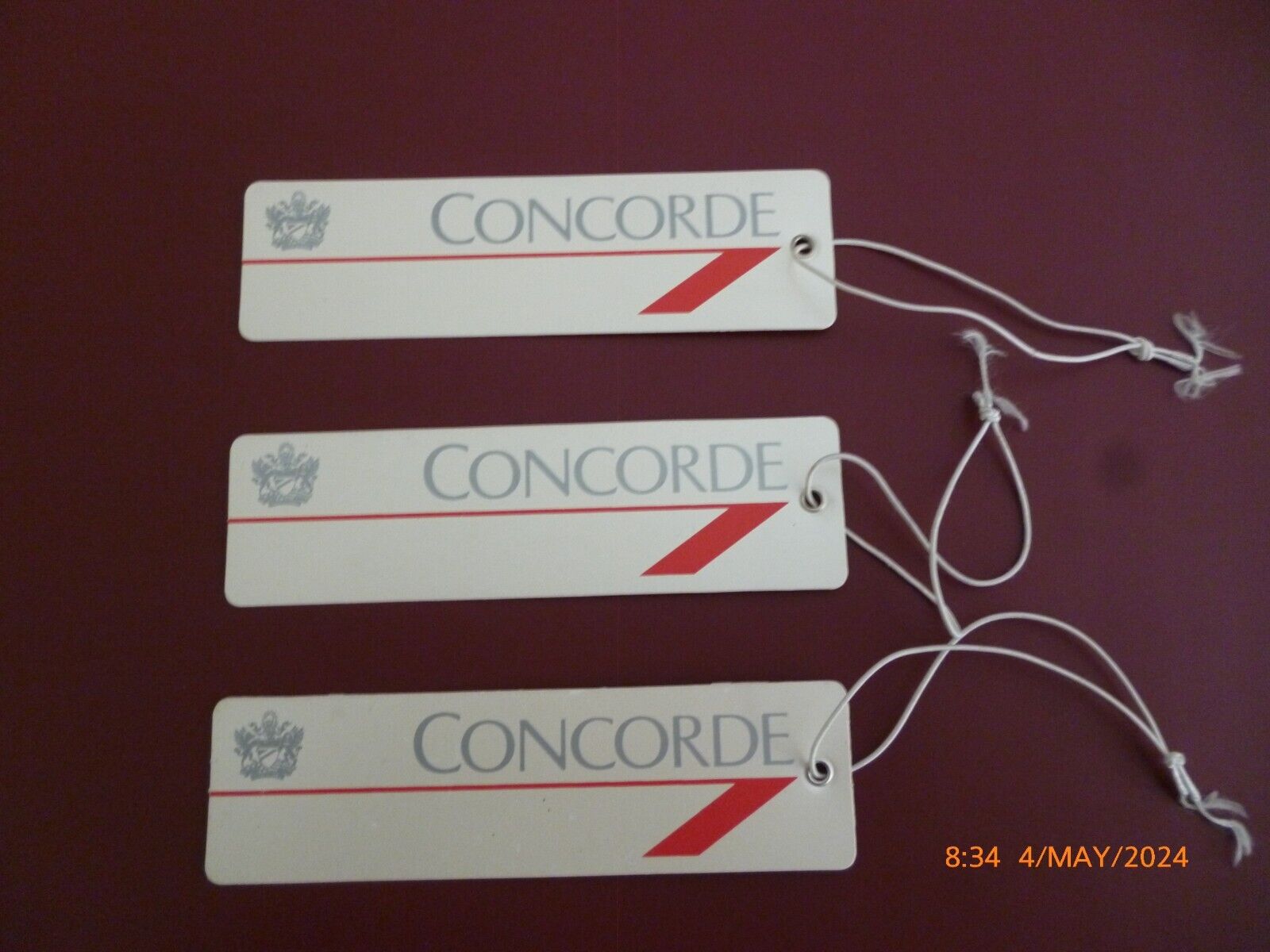 3 x CONCORDE BRITISH AIRWAYS BA CABIN BAGGAGE PLASTIC TAGS/LABELS M199 *READ*