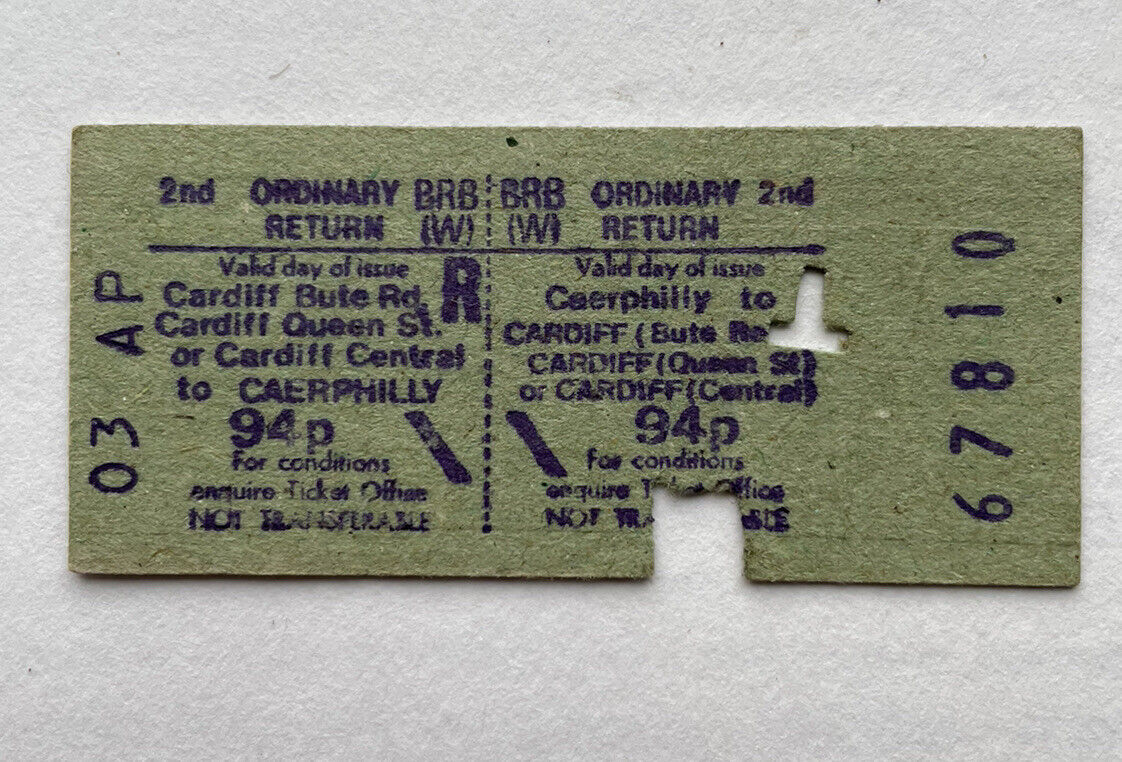 Vintage 1970s British Rail Train Ticket CAERPHILLY to CARDIFF 67810
