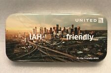 UNITED AIRLINES 2013 AMENITY KIT TIN BUSINESS CLASS IAH HOUSTON TX. PHOTO ON LID picture