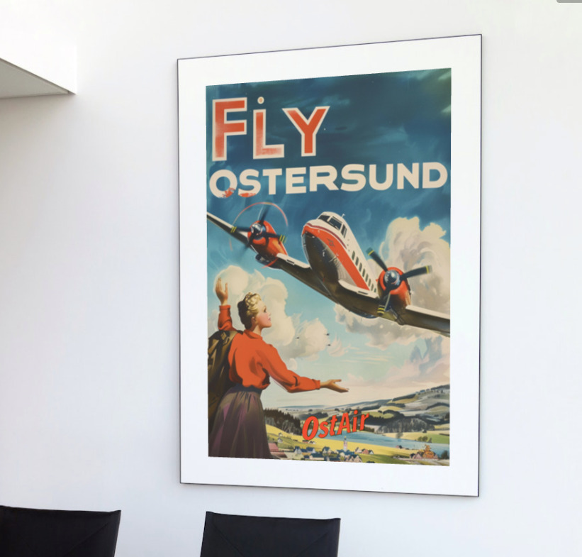 vintage Sweden airline travel poster 18x24
