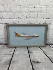 Vintage Boeing 747 Continental Airlines Cross Stitch Framed Airplane Art 16 x 9 picture