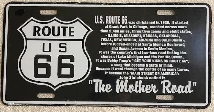 US Route 66 The Mother Road History Booster License Plate Vintage Classic Car