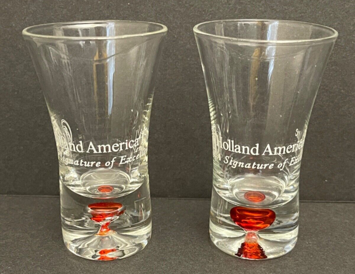 Holland America Line Cruise Ship Souvenir Red Bubble Cordial Glass Shot Glasses