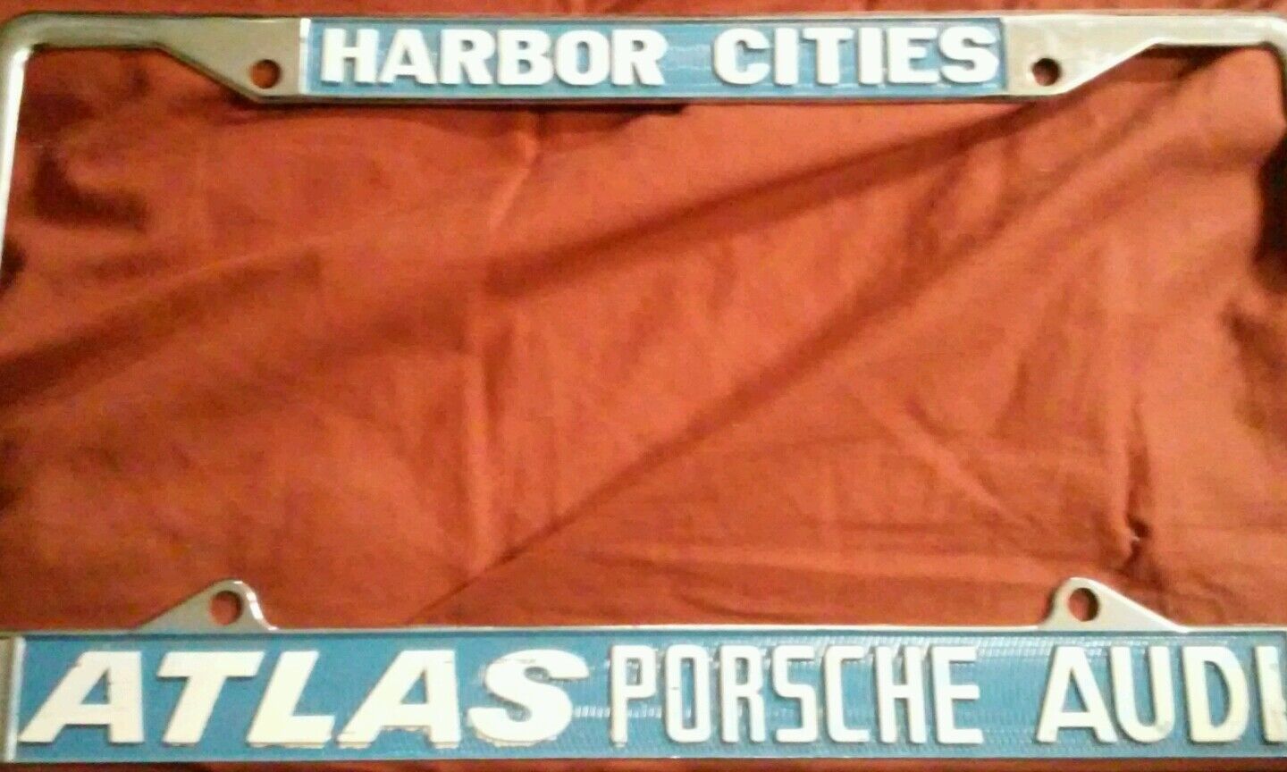 NOS Atlas Porsche Audi Harbor Cities Rare License Plate Frame