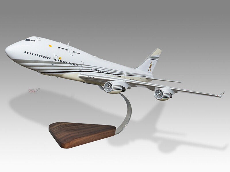 Boeing 747-400 Sultan of Brunei Ver 2 Solid Mahogany Wood Handmade Desktop Model