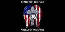 Stand For The Flag Kneel For The Cross Black Vinyl Decal Bumper Sticker picture