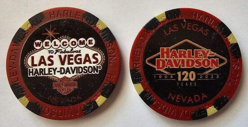 LAS VEGAS HARLEY-DAVIDSON (NV) Maroon/Blk 120th Anniv Poker Chip