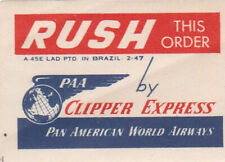 PAN AM US airline Rush this Order by Clipper poster stamp label picture