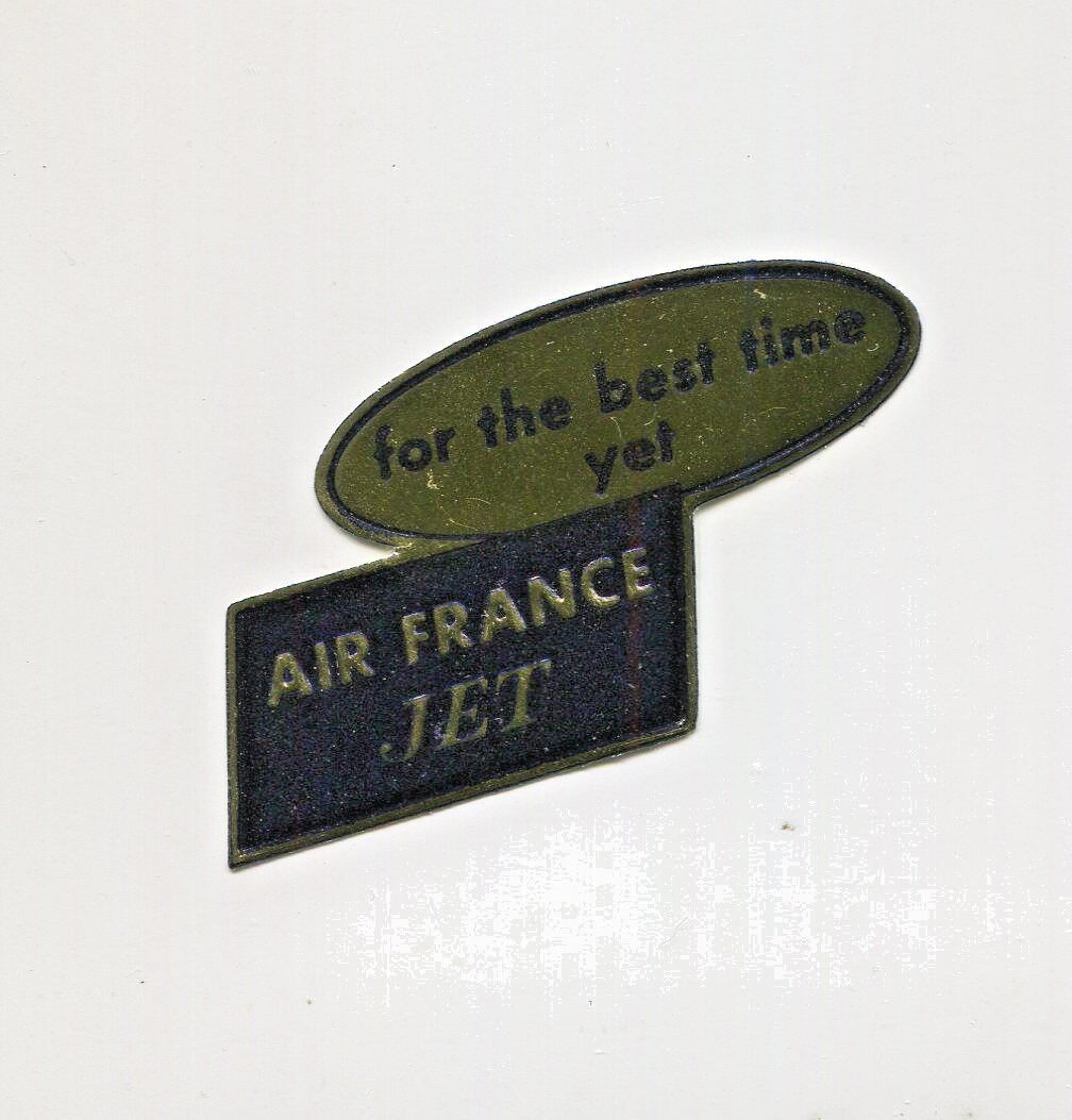 Vintage Airline Luggage Label AIR FRANCE JET gold foil \