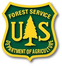US FOREST SERVICE SHIELD STICKER BUMPER STICKER YELLOW ON GREEN  LAPTOP STICKER  picture