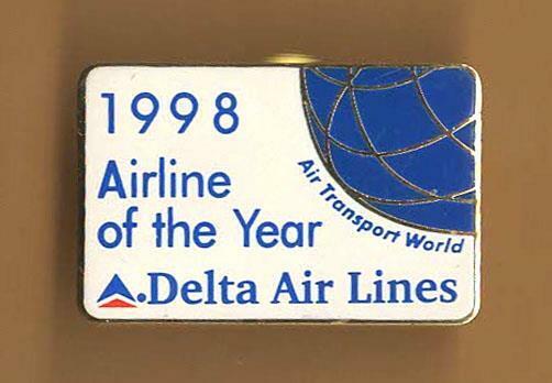 Delta Airlines 1998 Airline Of The Year Hat Lapel Pin