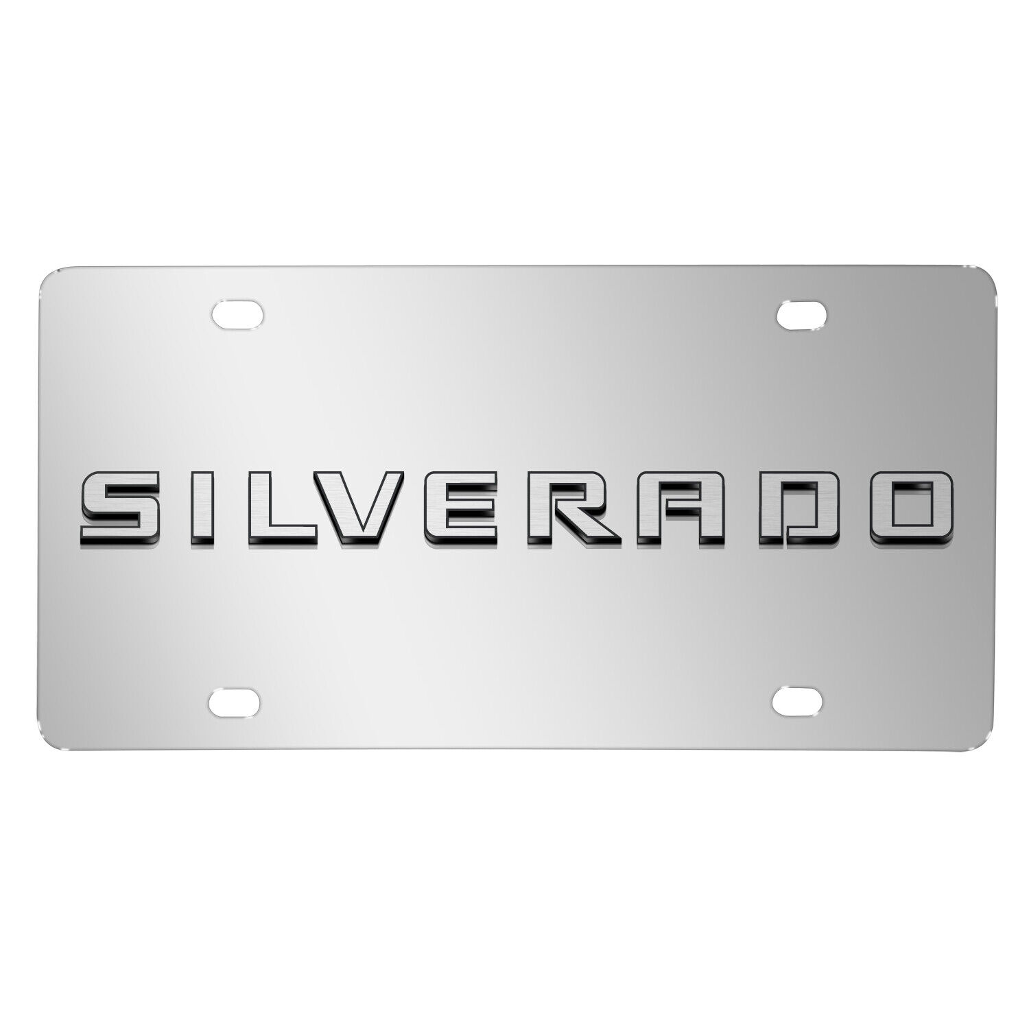 Chevrolet Silverado 3D Nameplate Mirror Chrome Stainless Steel License Plate