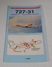 TWA BOEING 727-31 SAFETY INSTRUCTIONS CARD VERY GOOD CONDITION 5/91 picture
